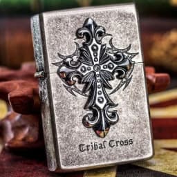 Zorro Kerosenes Windproof Lighter 3D Ancient Silver Cross Stamp Retro Grinding Wheel Design for Wholesale