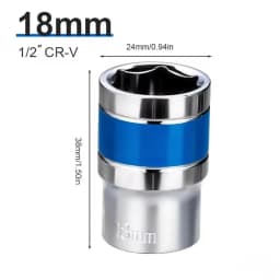 1/2Inch Blue Drive Short Hex Sockets for Nut Removal 8-32mm Socket Spanner, CR-V Steel Socket Set For 1/2 Socket Set
