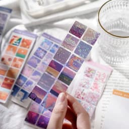 1 Sheet Adorable PVC Waterproof Laser Sticker for DIY Scrapbook Journal Diary Notebook phone Decoration