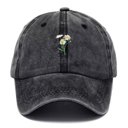 Embroidery Flowers Baseball Cap Washed Cotton Vintage Dad Hat Fashion Streetwear Hip Hop Adjustable Unisex Casual Summer Cap
