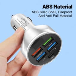 250W 5 Port Car Charger Super Fast Charging PD QC3.0 USB C Car Phone Charger Type C Adapter In Car For IPhone Huawei Realme OPPO