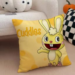 H-Happy Tree F-Friends N-Nutty Pillow Case Anti-dustmite Pillowcase Invisible Zipper Silky Short Plush Sofa Cushion Cover