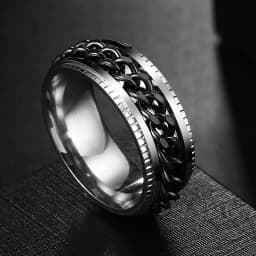 Anxiety Fidget Rings For Men Spining Titanium Stainless Steel Colorfully Spinner Rotatable Chain Jewelry Rotating Rings Men Gift