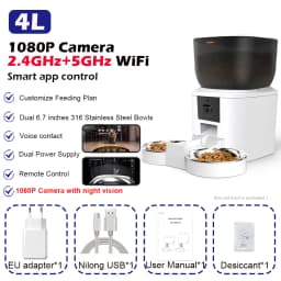 Furpipi 8L Smart Automatic Cat Feeders with 1080P HD Camera 5G WiFi Pet Feeder Tuya APP Control Smart Dog Cat Kibble Dispenser