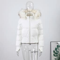 Elegant Fur Collar Hood Belt Long Cotton Jacket Women Zipper Drawstring Waist Parka Down Coat 2025 Winter Lady Warm Chic Outwear