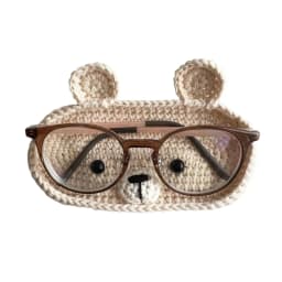 Handmade Crochet Cute Animal Theme Glasses Holder Eyeglass Protective Storage Tray for Home Desk Eyewear Organizers Gift