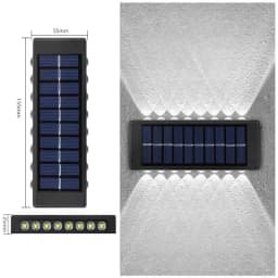 1~4Pack Solar Wall Lights Outdoor 16LED Waterproof Lamp Up And Down Convex Lens Lighting For Garden Landscape Balcony Decoration