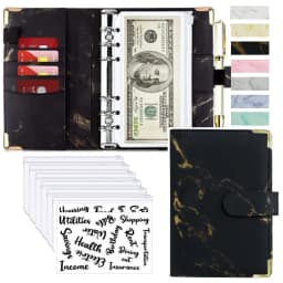 A6 Money Saving Organizer PU Leather Budget Binder Marble Notebook Budgets Planner 2023 Envelope Office School Supplies
