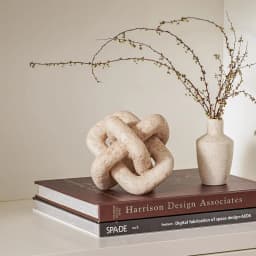 3 Link Knot Decor Beige Travertine Chain Link Objects for Home Living Room Farmhouse Bedroom Shelf Entryway Coffee Table