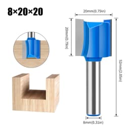 Slotting Straight Router Bit Set 8mm Shank Double-edged Carpenter Milling Cutter for Wood 6-20mm Cutting Dia Woodworking Tools