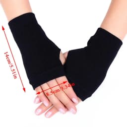 1 Pair Half Finger Gloves Solid Color Stretch Mittens Women Short Fingerless Gloves Winter Warm Knitted Gloves Cosplay Gloves