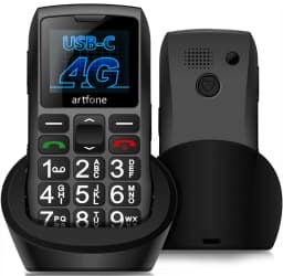 Artfone C1+ Bar Senior Mobile Phone LTE 4G Net With Charging Dock Big Keypad  For Elderly Single Sim One Key SOS FM 1400mAh Cell