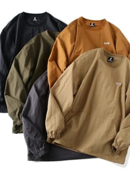 Retro Japanese Style Tech Waterproof Fabric Men's Spring Autumn Loose Color round Neck Long Sleeve Hoodie Casual Fashion
