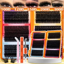 Individual Lash Extensions Kit Wispy Eyelash Clusters Mix Styles Thick D Curl Lashes Clusters DIY Use Reuseable