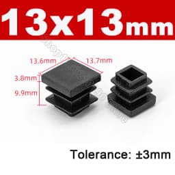 Black Square Pipe Tube Cap Plastic Tubing End Cover Glide Insert Blanking End Plugs Bung 10/13/15/16/18/19/20//22/23/25/28-200mm