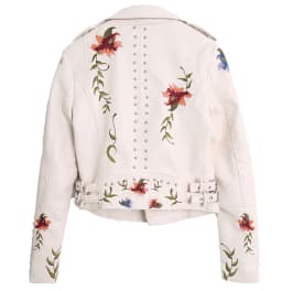 Women's Graffiti Rivet Leather Jacket, Punk Rock Jacket, Fashionable Motorcycle Jacket, Zipper embroidered leather jacket
