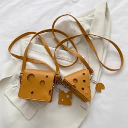 Women's Triangle and Square Cheese Shaped Mini PU Leather Bags Cute Earphone Lipstick Purses Handbags Crossbody Shoulder Bag