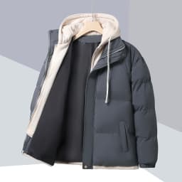 Winter Men Windproof Parkas Fake Two Piece Thick Cold Resistant Cotton Coat Fashion Korean Simple Design Trendy Versatile Jacket
