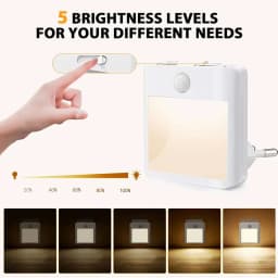 2 in 1 Motion Sensor Night Lights US EU UK AU Plug Dimmable LED Warm White Ambient Light Bedroom Living Toilet Stairs Kitchen