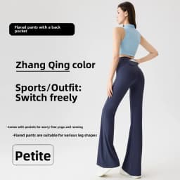 Women Bootcut Shark Yoga Flare Pants With Back Waist Pocket Fitness Workout Leggings Casual Sports Long Pants High Waist Trouser