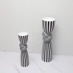 Black and White Striped Twisted Rope Knot Single Candle Holder, Resin, Dining Table Wedding Center Decoration, Modern Decoration