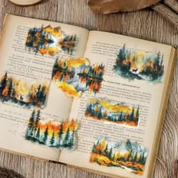10Pcs landscape Stickers pack materials Supplies account water for Mountain decoration River manual base Scrapbook cut 125*106mm