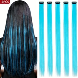 5pcs/Set Long Straight Synthetic Clip-In Hair Extensions for Women Halloween Christmas Party Cosplay