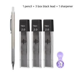 Full Metal 2.0 mm Mechanical Pencils Leads Set for Art Drawing Painting Color 2B Automatic Pencils Office School Pens Supplies