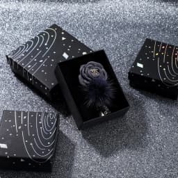 Multi Size Square Ribbon Jewelry Box With Ring Earring Necklace Bracelet Charm Black Jewelry Kraft Paper Gift Packaging Box