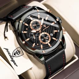 POEDAGAR High Quality Quartz Man Clock Waterproof Luminous Chronograph Date Men Wristwatch Leather Luxury Business Men's Watches