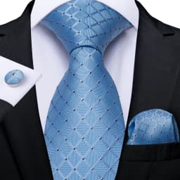 New Fashion Plaid Men's Tie Set High Quality 8cm Width Neck Tie Handkerchief Cufflinks Business Wedding Tie Gift For Men