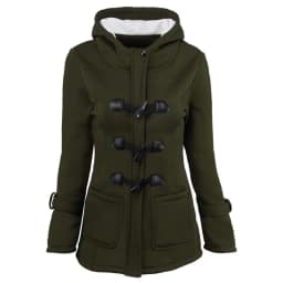 Long Cotton Jacket Women's Winter Coat Warm Overcoat Thickened Fleece Lined Slim Fit Hooded Button Front Closure Ladies Coat