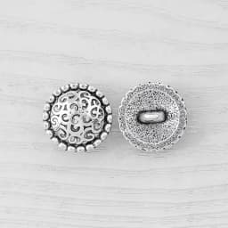 20 x Tibetan Silver Metal Button Beads Flower Heart Round Sewing for Leather Craft Clothes Bags