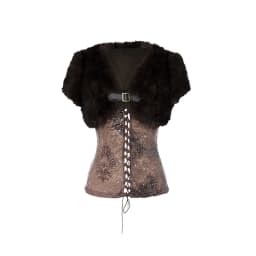 Lautaro Autumn Winter Short Brown Thick Warm Soft Faux Fur Vest Coat Women Luxury Chic Sexy Punk Style Fluffy Sleeveless Jacket
