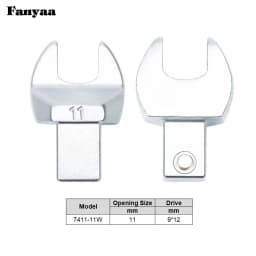 Fanyaa Square Drive 9x12 Open End Wrench Interchangeable Torque Head, Individual Crowfoot Wrench Full Polish 7-19mm
