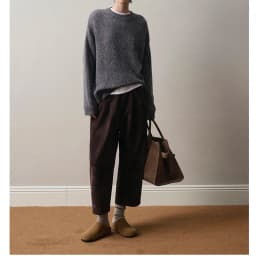 Retro 2025 Leather Ankle-Length Pants Women Elastic Waist Suede Sheepskin Wide Leg Length Straight Cylinder Trousers Black brown