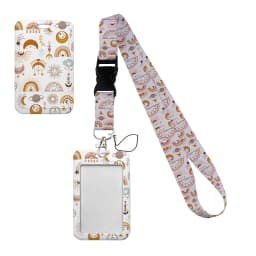 Simple Marble Heart Rainbow Card Holder with Buckle Lovely Hanging Rope ID Pass Hang Accessories Holder Lanyard Passr Case