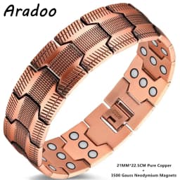 ARADOO Pure Copper Magnetic Bracelets for Men with Double-Row Strong Magnets Bracelet Jewelry Gifts