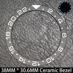 Sloping 38mm * 30.6mm Ceramic/Aluminum Blue Luminous Bezel GMT and Diving Watch Insert Fit for 40mm Watch Case Replacement Watch