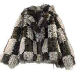 DEAT Women 2026 Winter Patchwork Design Contrast Color Plaid Jackets Women Faux Fur Thickened Warm Hidden Button Coat 11C573