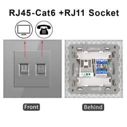 Cat6 rj45 wall socket network socket with TV wall data double socket telephone crystal glass panel rj45 network socket computer