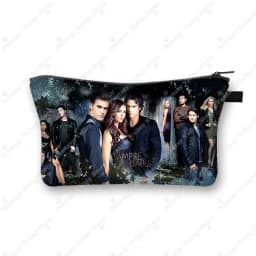 The Vampire Diaries Cosmetic Case DAMON Women Makeup Bag TVD Lipstick Storage Bags Harajuku Zipper Pouch Cute Toiletry Bags