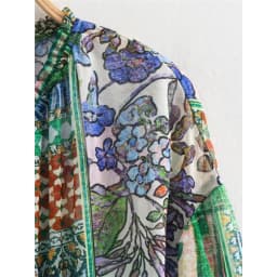Casual Fashion Women's Long Sleeve Loose Patchwork Print Dress 2024 New Style Polyester Fabric Basic Style Ladies Dress