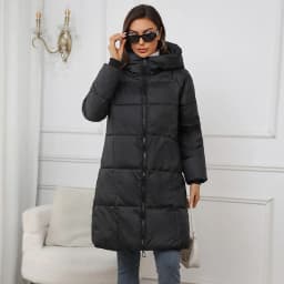 Winter Women's Long Coat Windproof Warm Padded-Cotton Coat Simple Loose Hooded Parkas Fashion Plaid Quilted Jackets for Woman