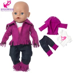 38cm doll clothes for 43cm Bebe doll boy clothes pants blue elephant set for 17" doll fur pajama