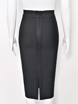 BEAUKEY Classic Bandage Knitted Split White Skirts Midi High Waist Black Classic Fashion Long Skirts Bosycon Elastic Thick Skirt