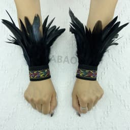 Natural Fur Wrist Cuffs Removable Wrap Bracelet Goth Clothes Sleeves Y2k Accessories Ancklets Fashion Retro Feather Gloves Cuff