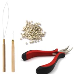 Hair Extensions Kit Threader Pulling Hook & Pliers & 100pcs silicone Rings One Set For Beads Hair Extensions
