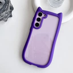 Cute Cat Ear Transparent Case For Samsung Galaxy S26 Ultra S26 S25 S24 S23 Plus S26 EDGE Soft Border Shockproof Cover S26
