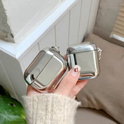 Suitable For Apple AirPods 1 2 3 4 Pro 3 2 Earphone Cover Protective Case Electroplated Mirror Simplicity Silver Case With Hook